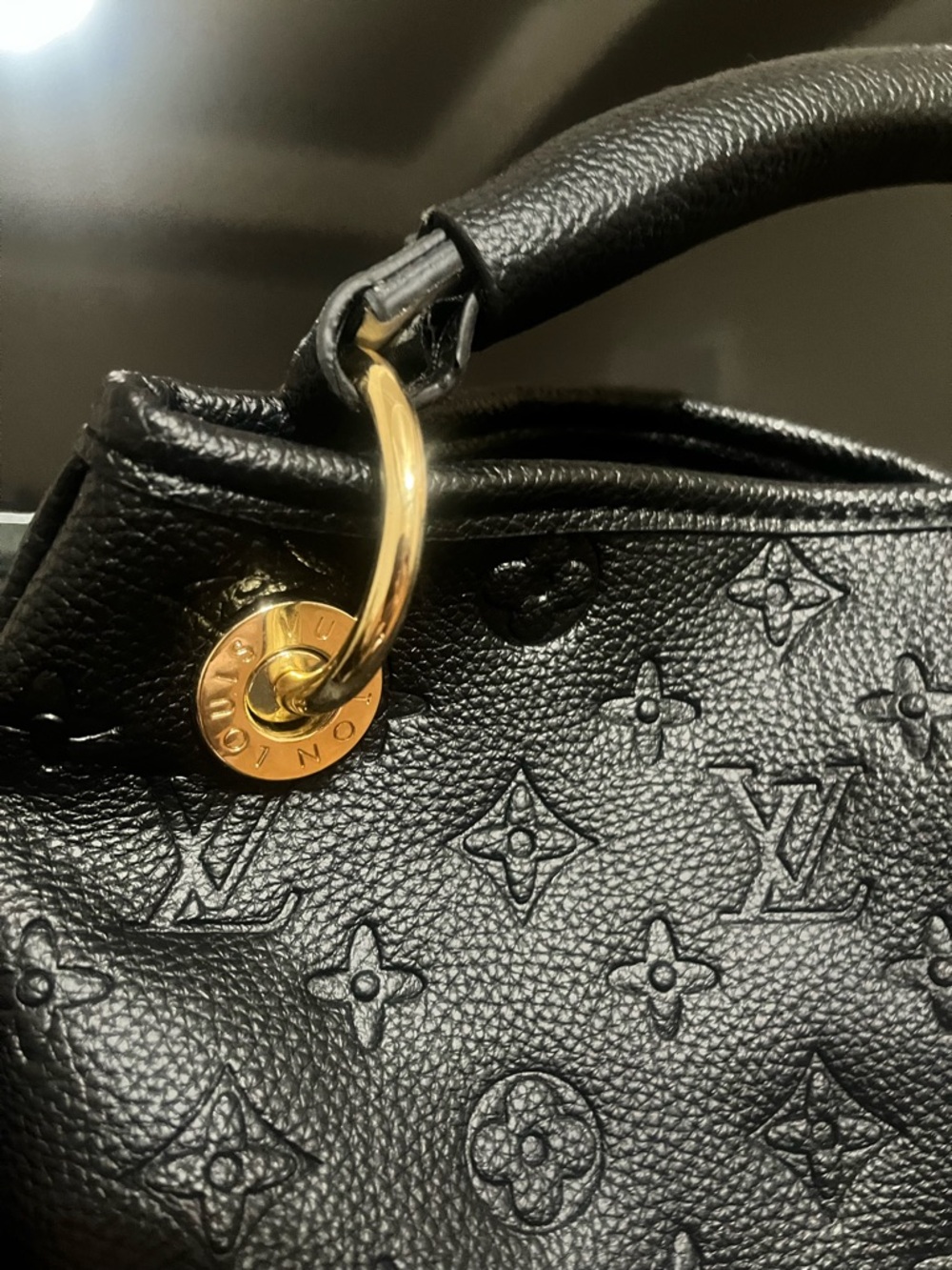 Black Monogram Embossed Leather Top-Handle Bag - Picture 5 of 5